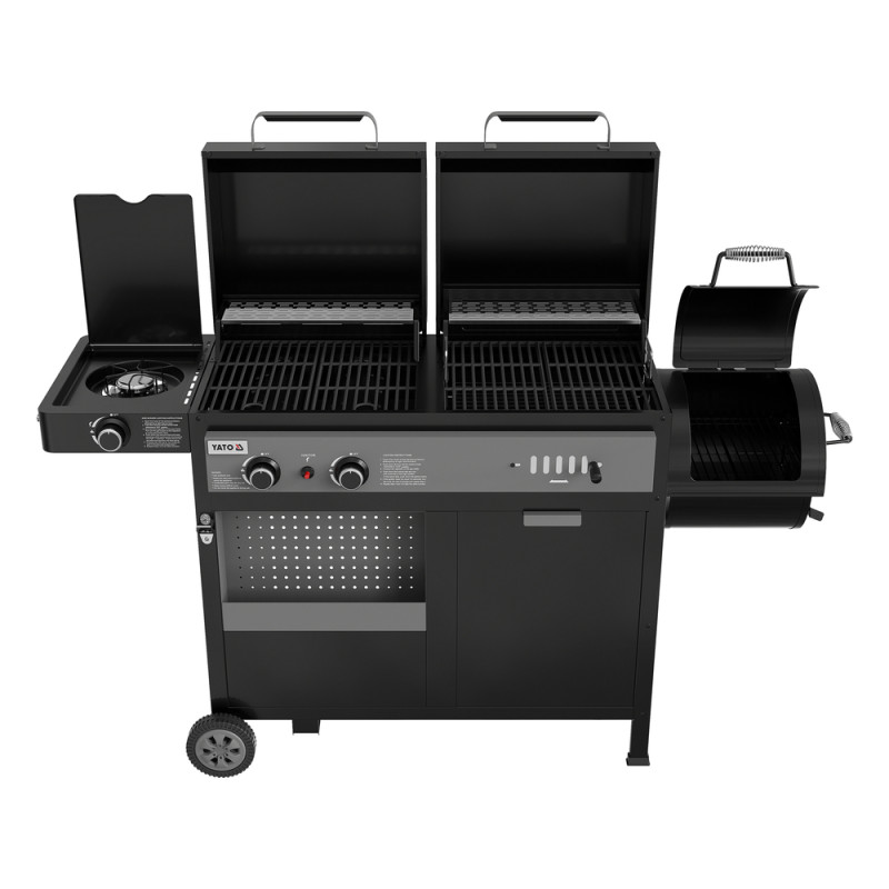 Комбінований гриль YATO YG-20038 4-в-1, газ, вугілля, коптильня, 10 кВт