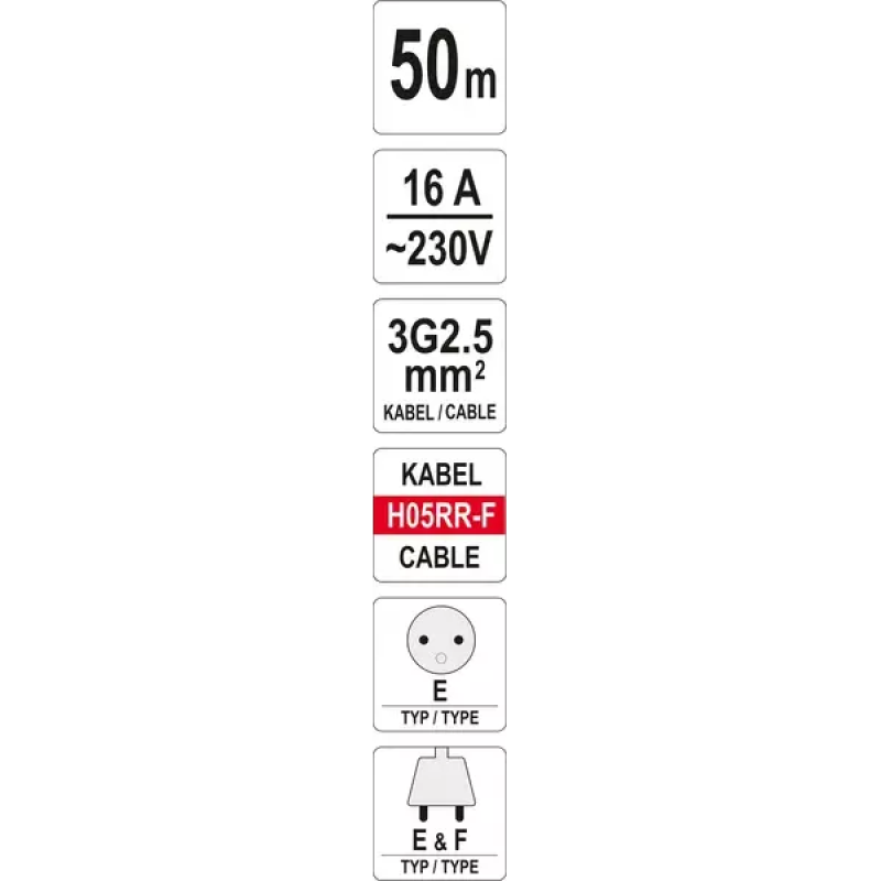 Удлинитель на катушке 50 метров 4 розетки YATO YT-8108