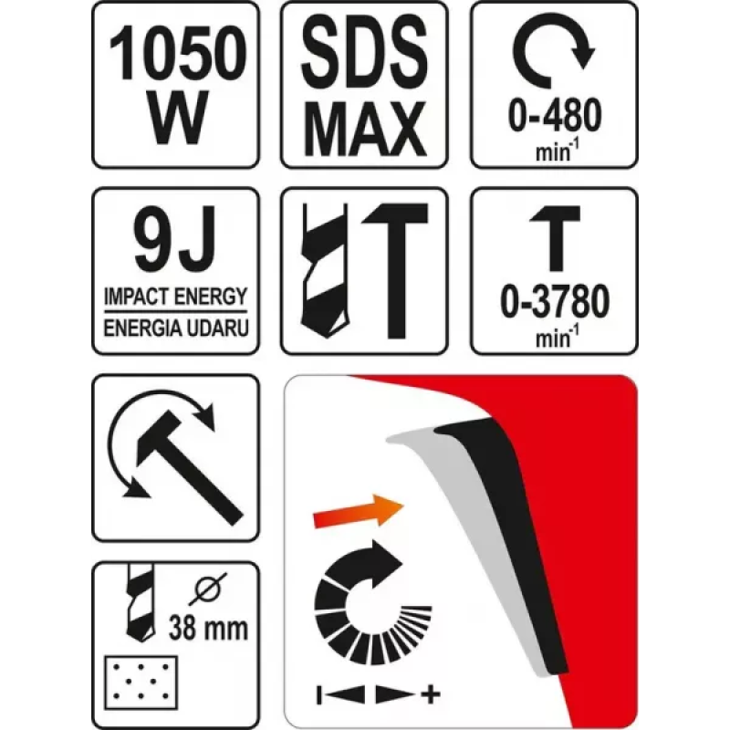 Перфоратор мережевий SDS-Max YATO YT-82130