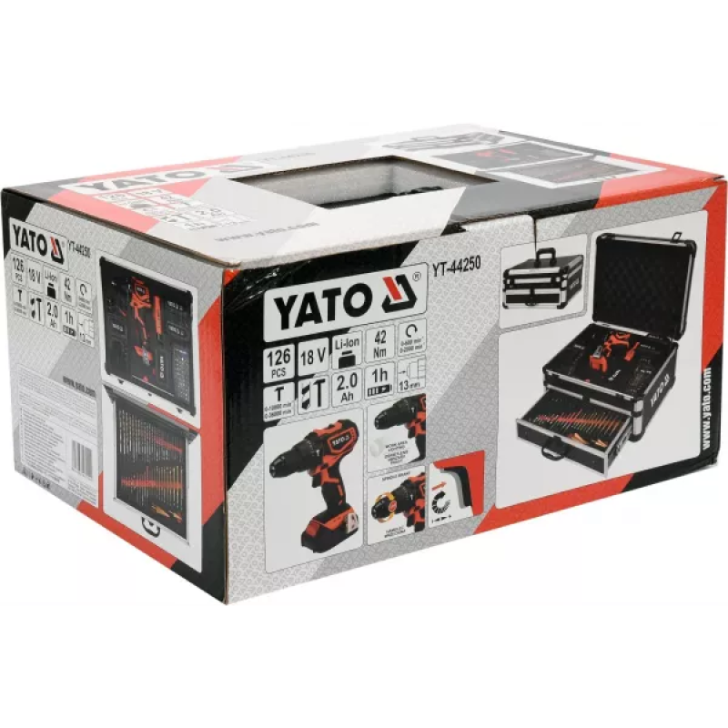 Набір шуроповерт-дриль + свердла 126 предметів YATO YT-44250