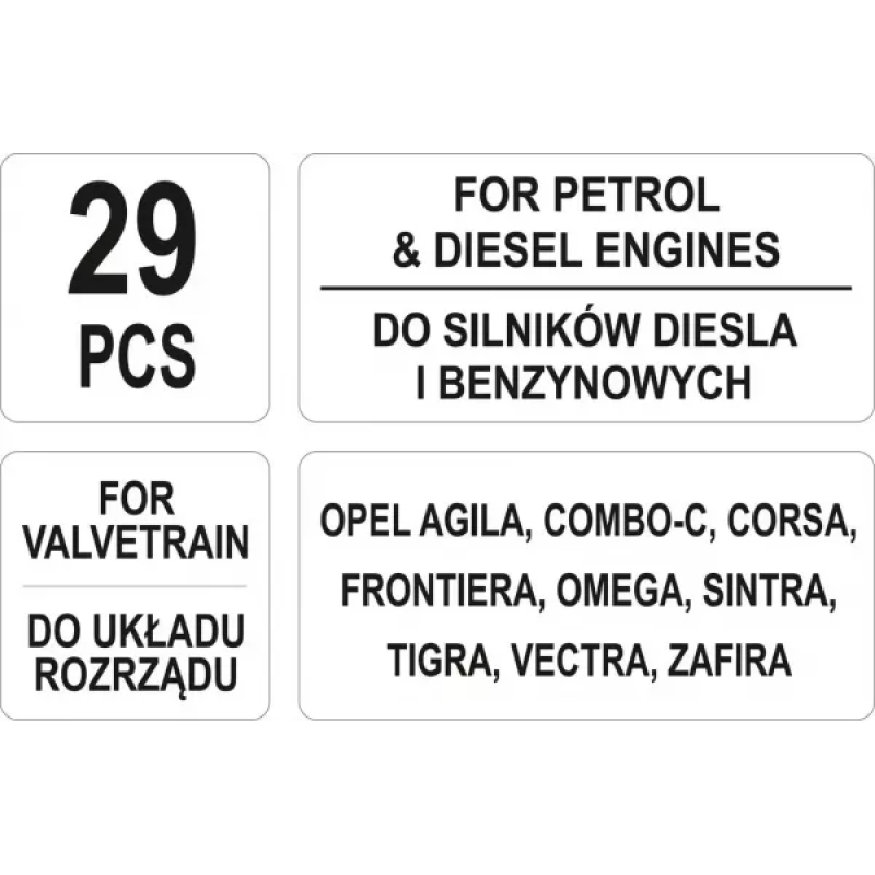 Набір фіксаторів ГРС дизельних і бензинових двигунів YATO YT-06007