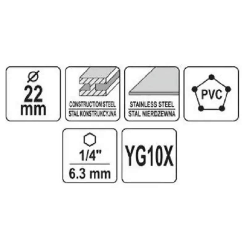 Коронка TCT по металлу 22 мм YATO YT-44054