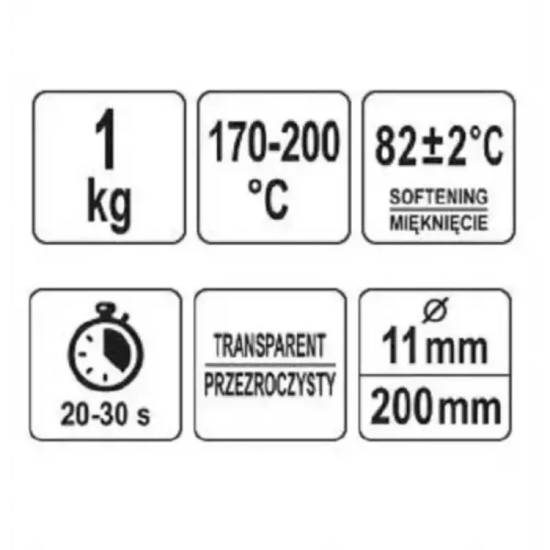 Клейові стрижні 11,2 мм, L=200 мм, (1 кг) YATO YT-82430 G-1