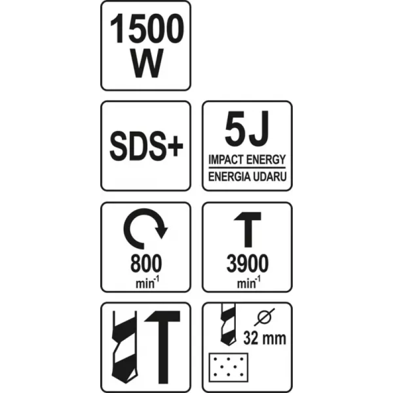 Бочковий вертикальний перфоратор по бетону SDS + YATO YT-82127