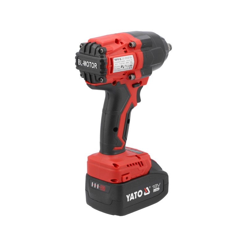 Аккумуляторный бесщеточный ударный гайковерт YATO YT-8277935, 18 В, 850 Н·м, 2×4 А·ч