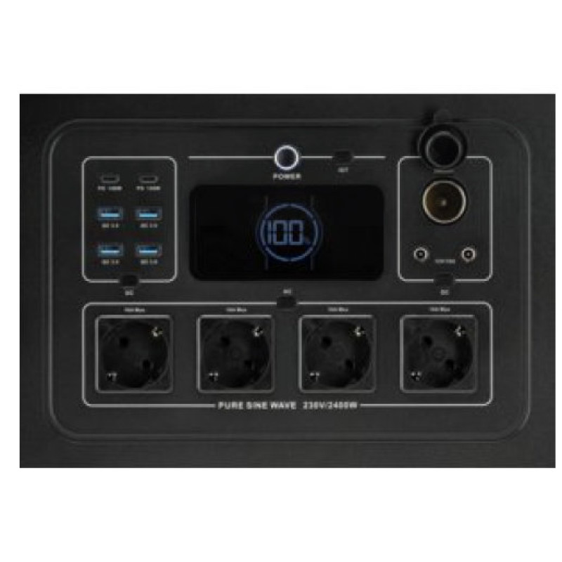 Портативная зарядная станция YATO 2400 Вт, 2232 Вт·ч, LiFePO4