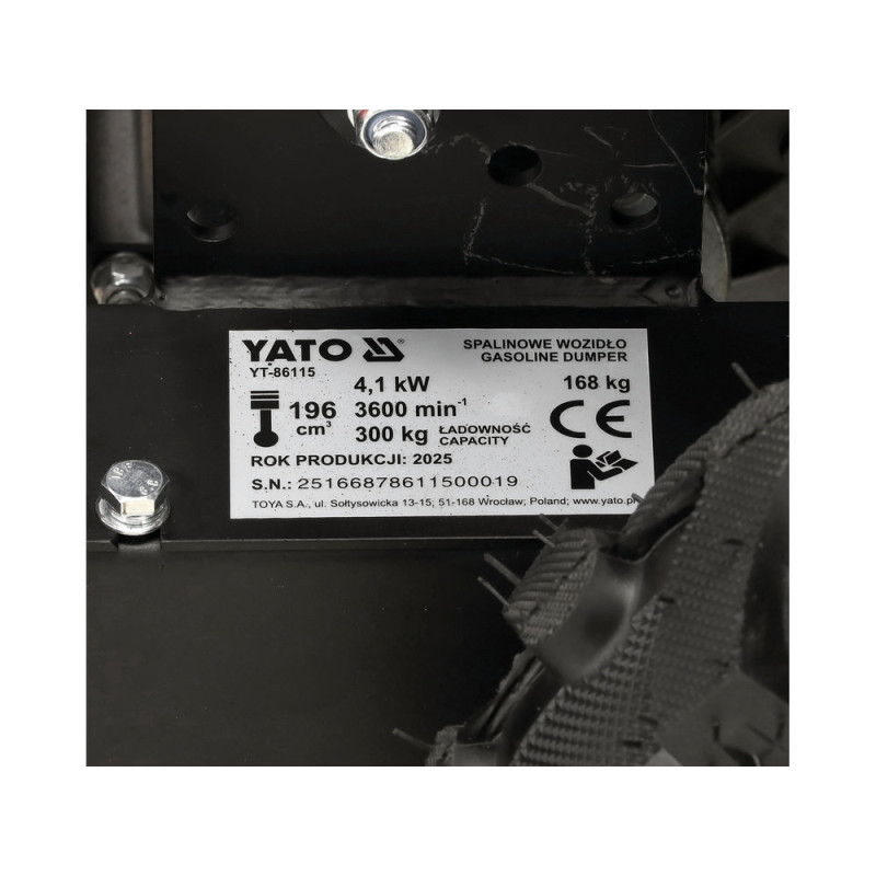 Бензиновый самосвал YATO YT-86115 с двигателем LONCIN G200F, грузоподъемность 300 кг