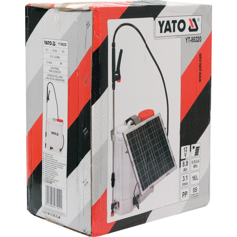 Аккумуляторный опрыскиватель с солнечной батареей YATO YT-86220